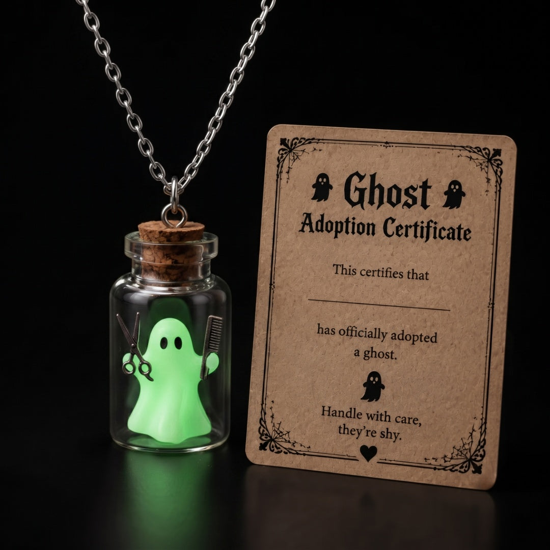 Middle Finger Ghost Bottle Necklace With Ghost Adoption Certificate