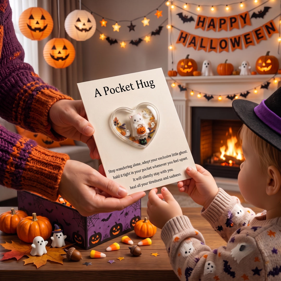 Ghost Cat Halloween Pocket Hug – For Cat Lovers, Mom & Grandma