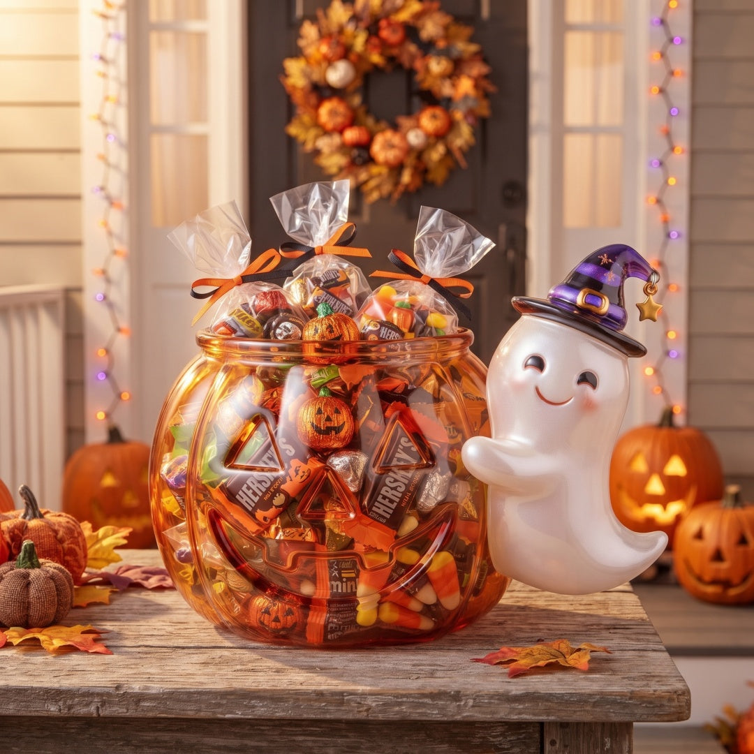 Witch Ghost Pumpkin Candy Jar – For Halloween Lovers & Kids