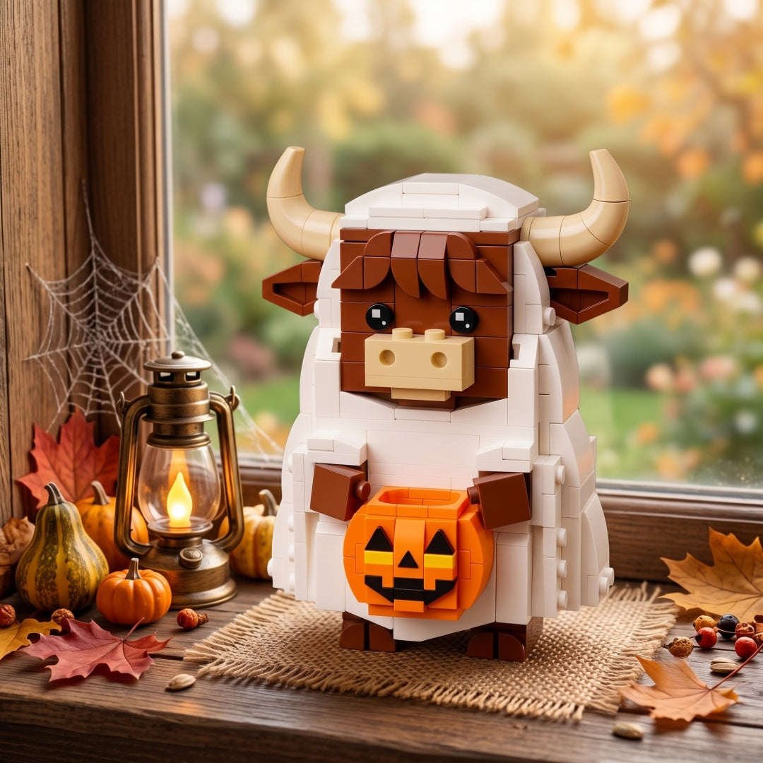 Highland Cow Ghost Building Block Set –For Farm & Craft Lovers
