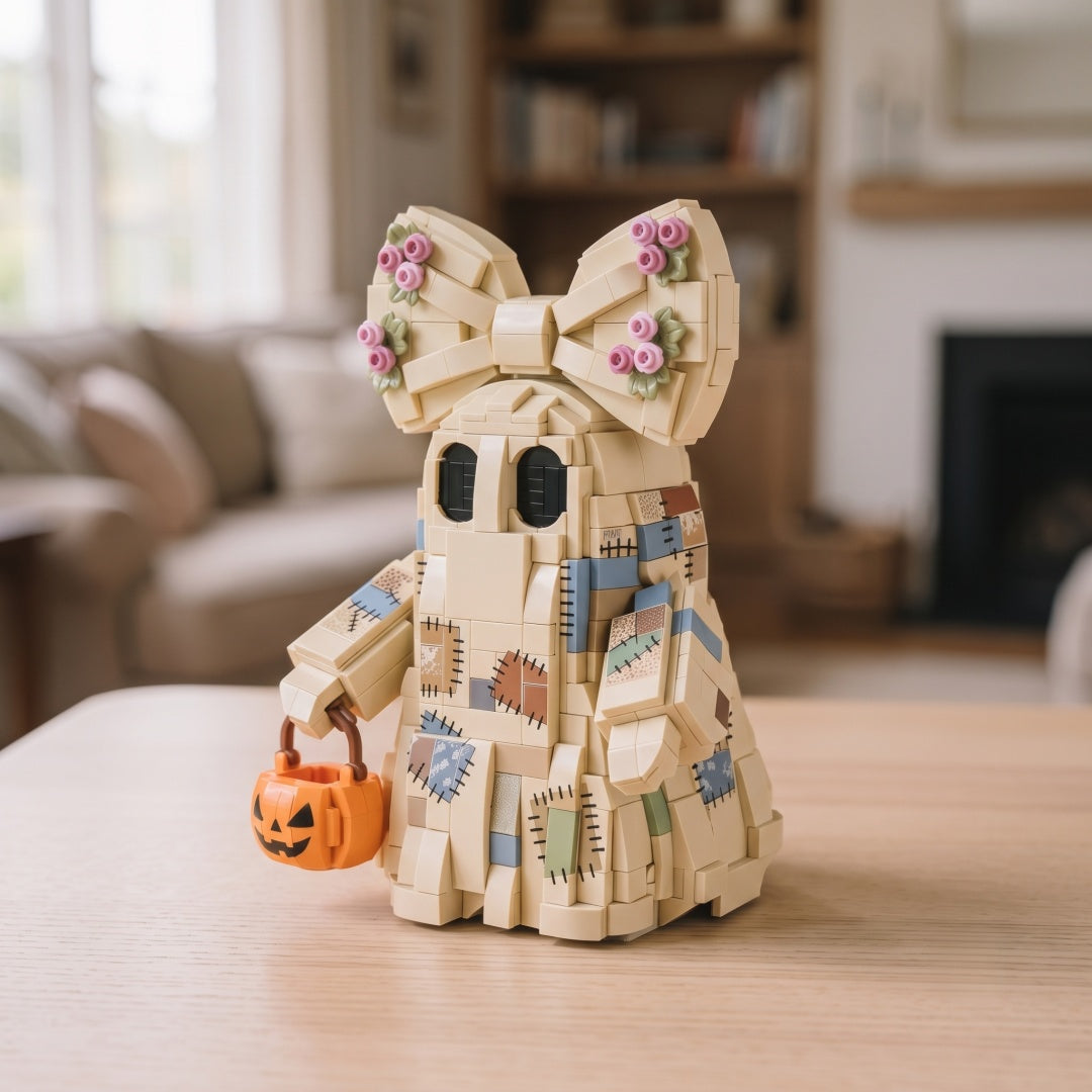 Vintage Patchwork Ghost Building Block Set – For Quilters, Mom &amp; Grandma