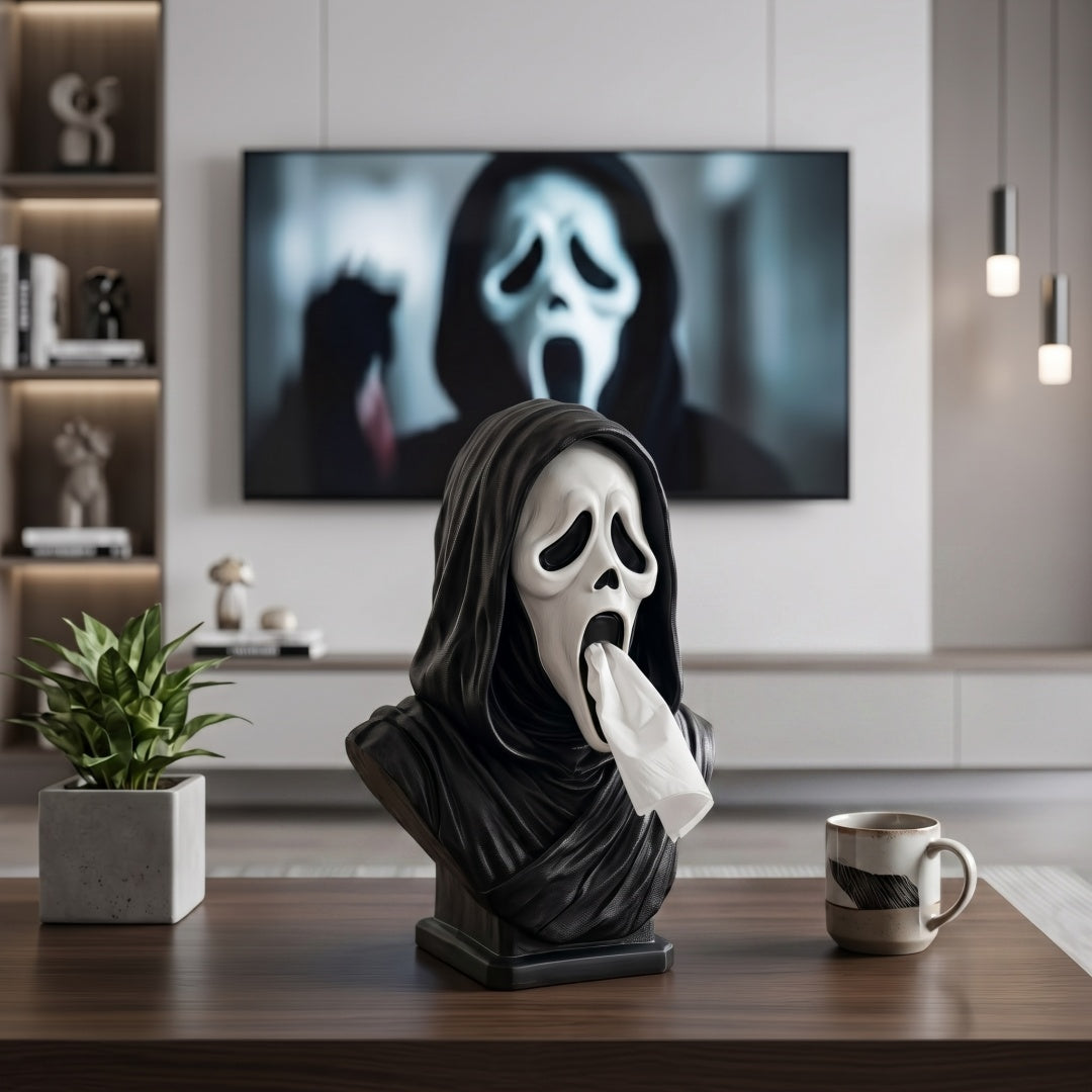 Scream Ghostface Bust Tissue Box Holder – For Slasher & Scream Fans
