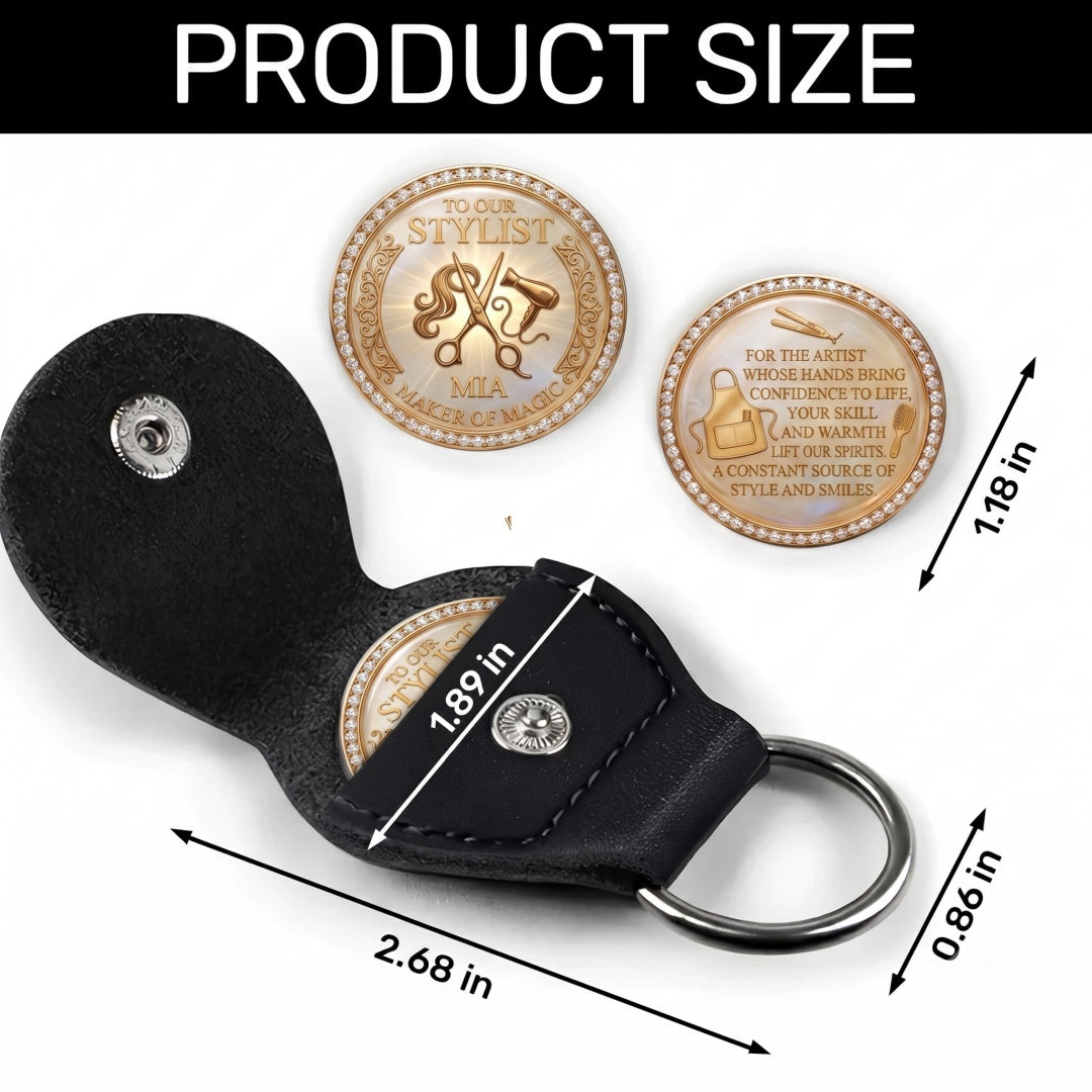 Personalized Hairstylist Appreciation Pocket Hug & Leather Pouch Set ——Sentimental Keepsake for Your Magical Hair Artist