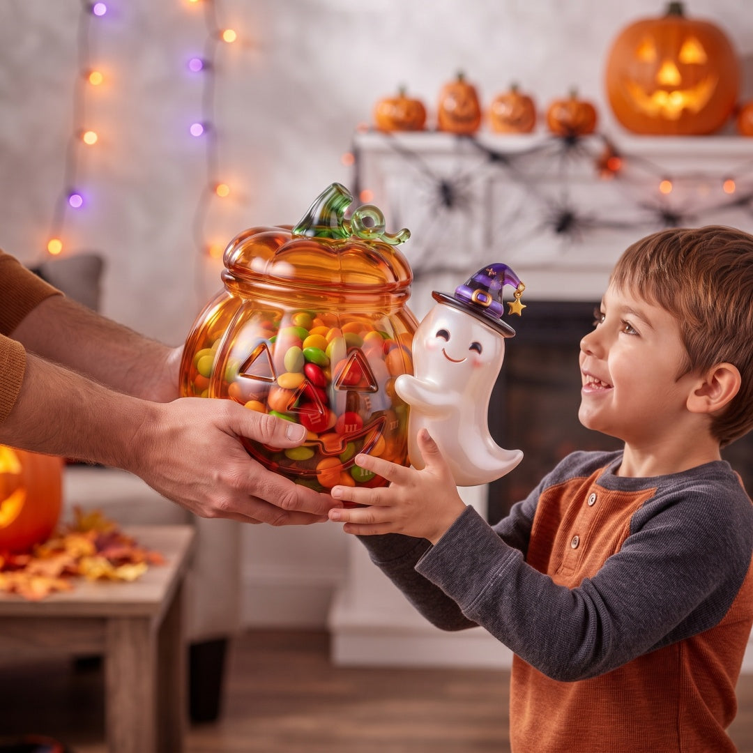Witch Ghost Pumpkin Candy Jar – For Halloween Lovers & Kids