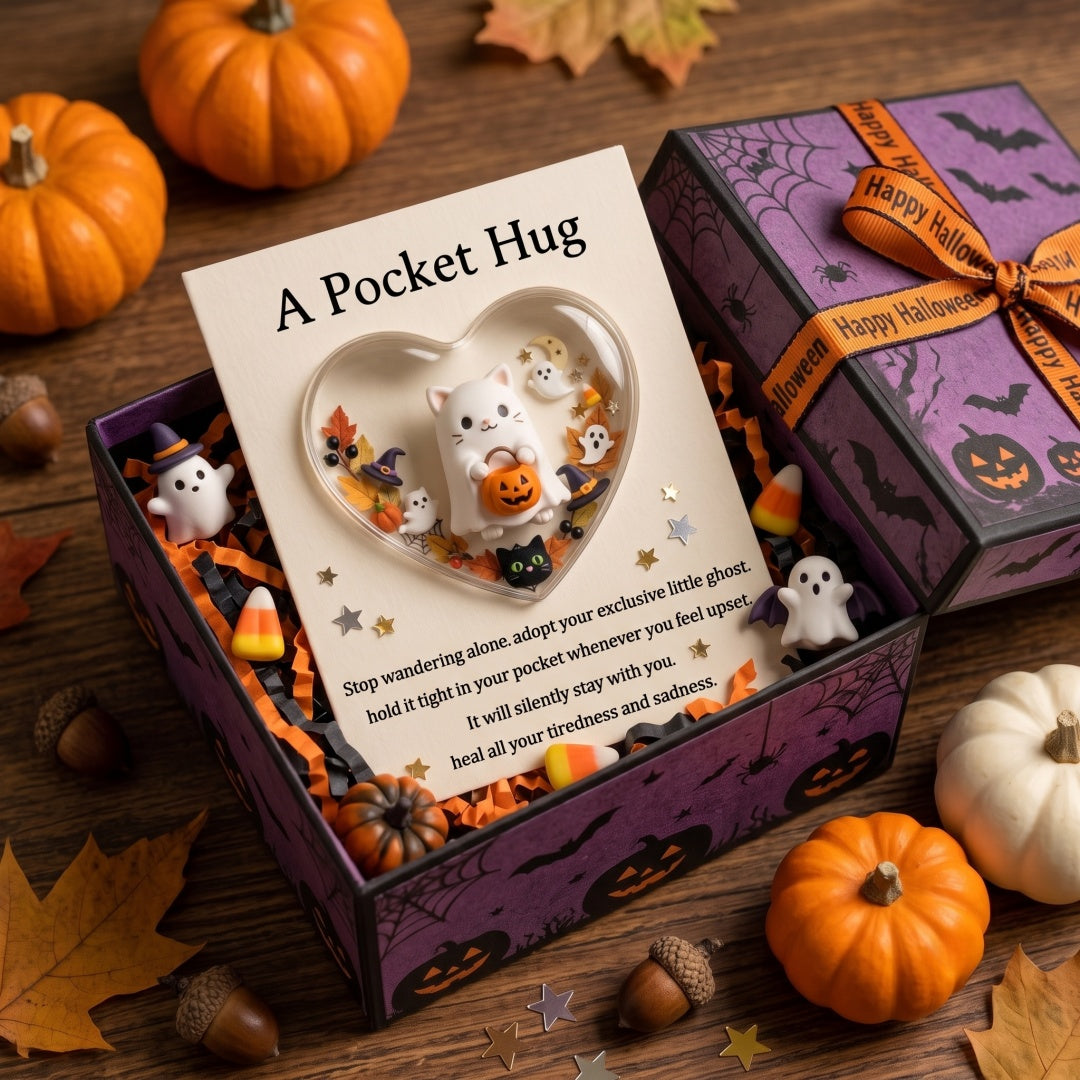 Ghost Cat Halloween Pocket Hug – For Cat Lovers, Mom & Grandma