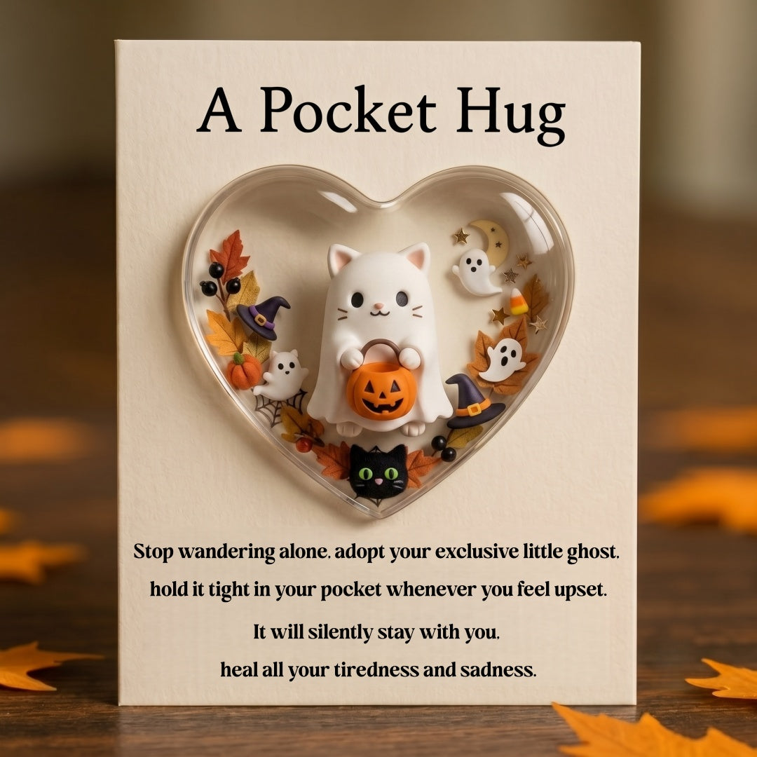 Ghost Cat Halloween Pocket Hug – For Cat Lovers, Mom & Grandma