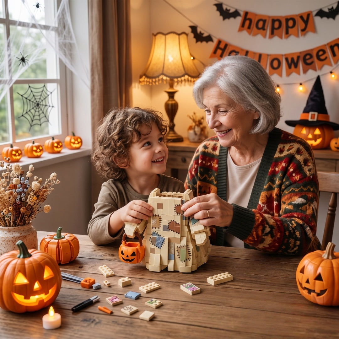 Vintage Patchwork Ghost Building Block Set – For Quilters, Mom &amp; Grandma