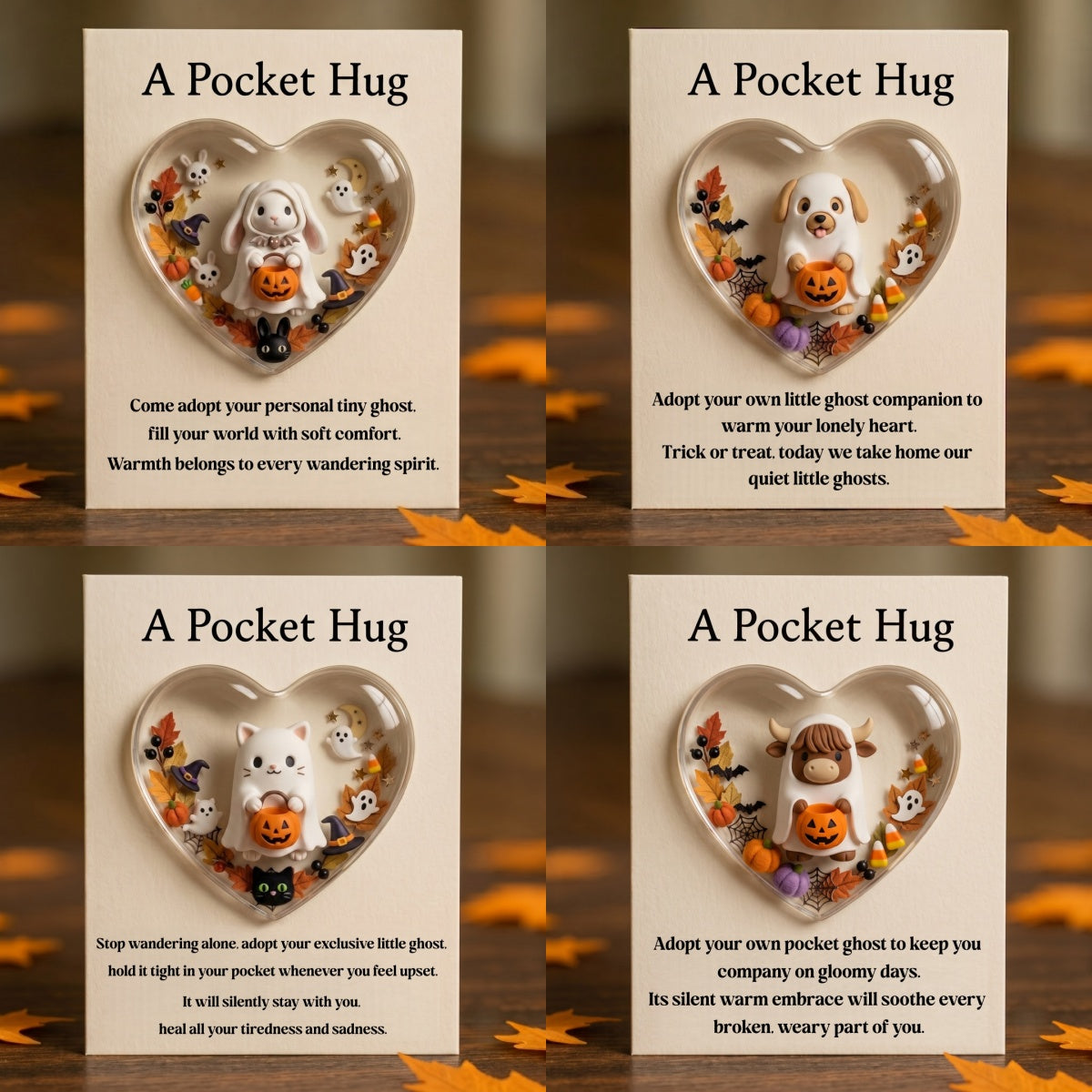 Ghost Cat Halloween Pocket Hug – For Cat Lovers, Mom & Grandma