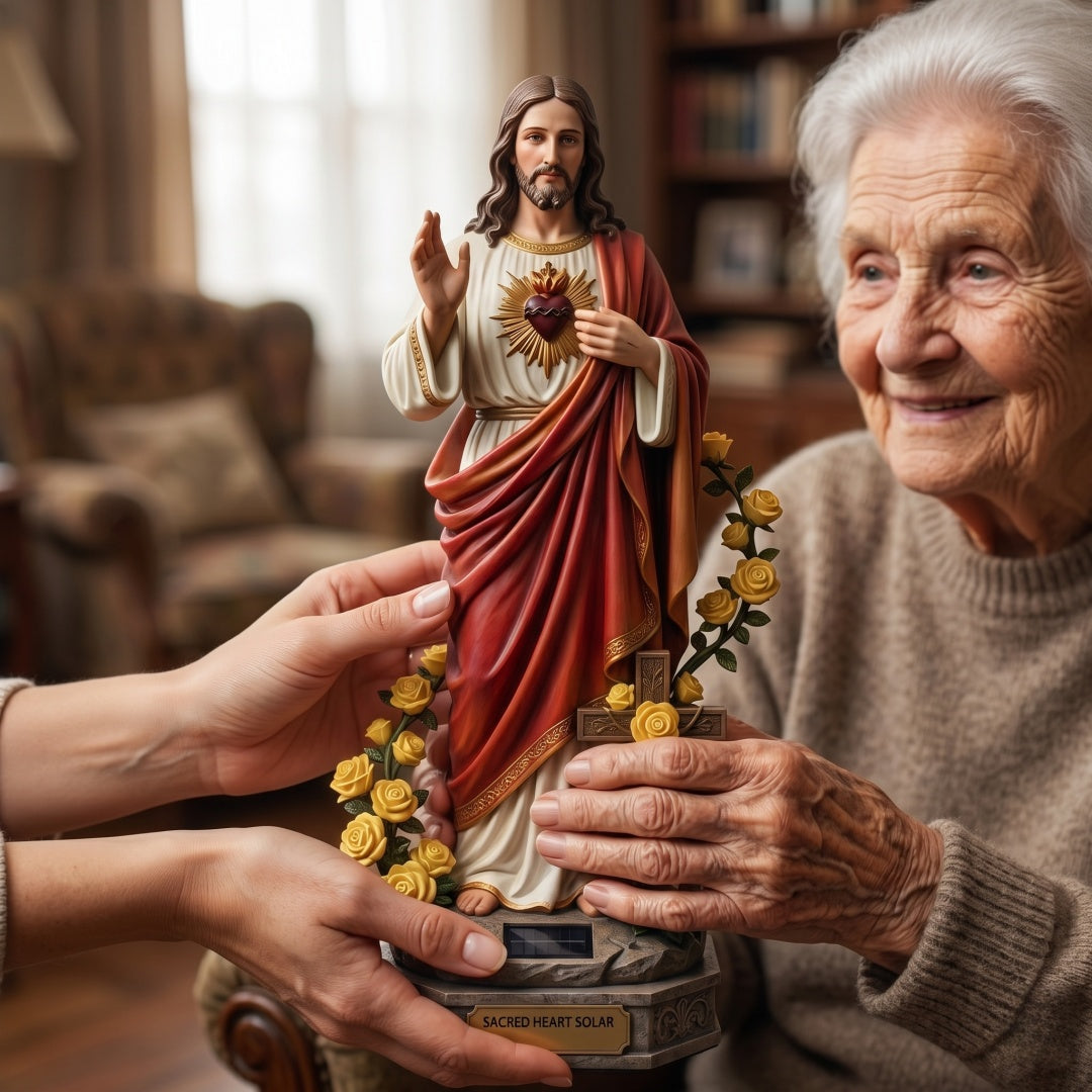 ❤️ Sacred Heart Jesus Solar Light Garden Statue