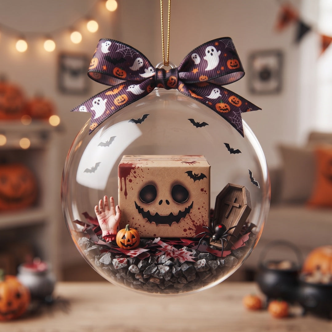 Halloween Mini Spooky Graveyard Glass Ball Ornament – For Halloween Lovers