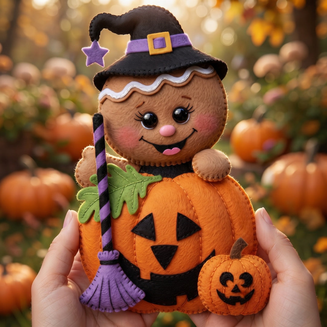 Halloween Witch Gingerbread DIY Hand Sew Felt Craft Kit – For Craft Lovers