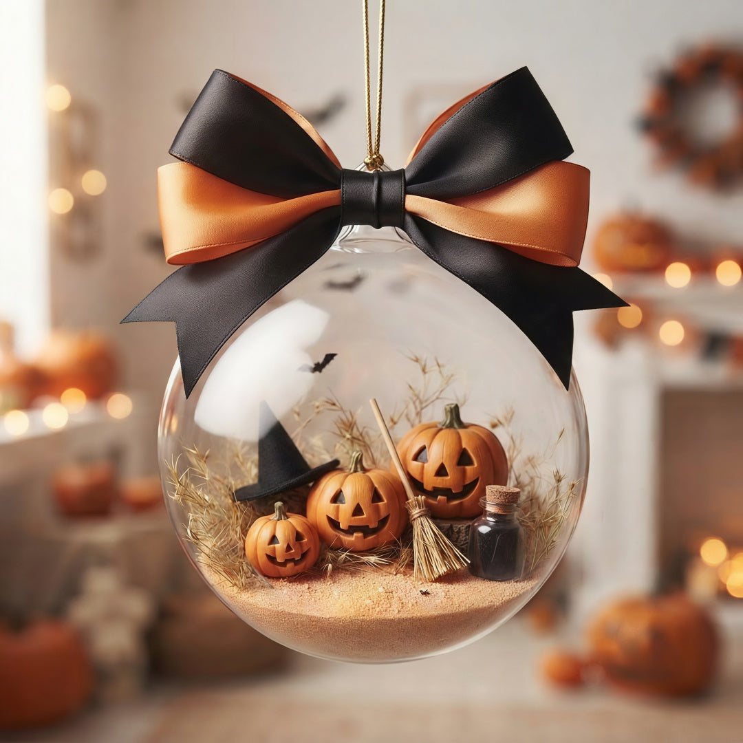 Halloween Mini Spooky Graveyard Glass Ball Ornament – For Halloween Lovers