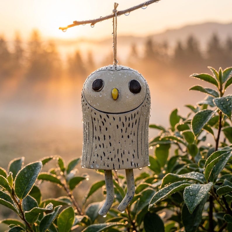 Animal Wind Chime, Garden Wind Chime, Unique Wind Chimes, Animal Garden Art, Owl Wind Chimes, Fox Garden Decor, Resin Wind Chime, Yard Art