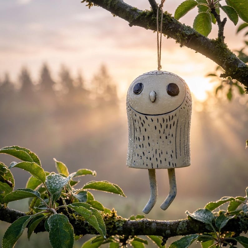 Animal Wind Chime, Garden Wind Chime, Unique Wind Chimes, Animal Garden Art, Owl Wind Chimes, Fox Garden Decor, Resin Wind Chime, Yard Art