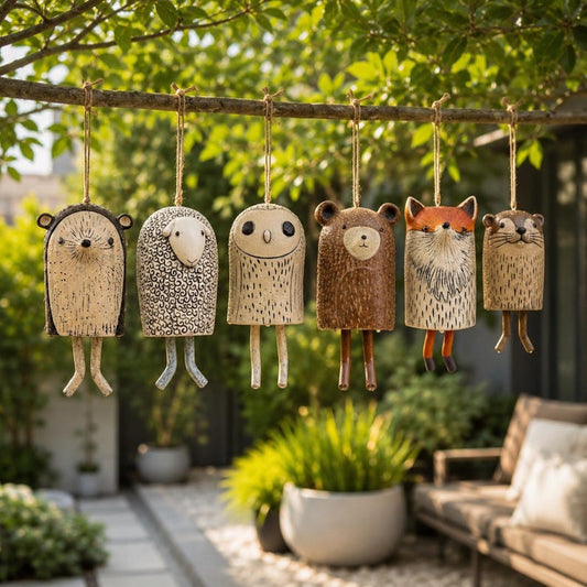 Animal Wind Chime, Garden Wind Chime, Unique Wind Chimes, Animal Garden Art, Owl Wind Chimes, Fox Garden Decor, Resin Wind Chime, Yard Art