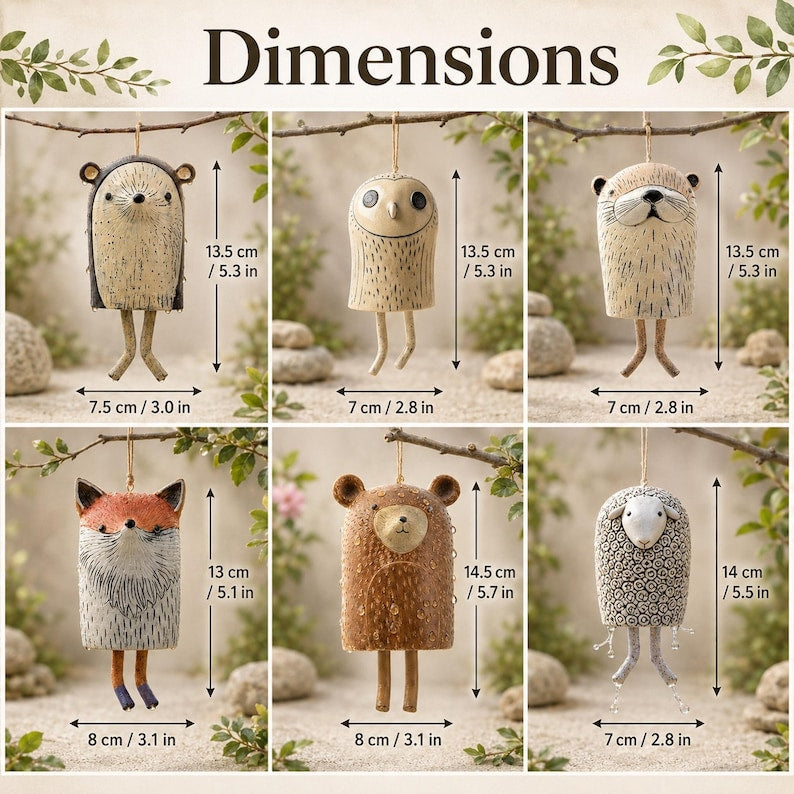 Animal Wind Chime, Garden Wind Chime, Unique Wind Chimes, Animal Garden Art, Owl Wind Chimes, Fox Garden Decor, Resin Wind Chime, Yard Art