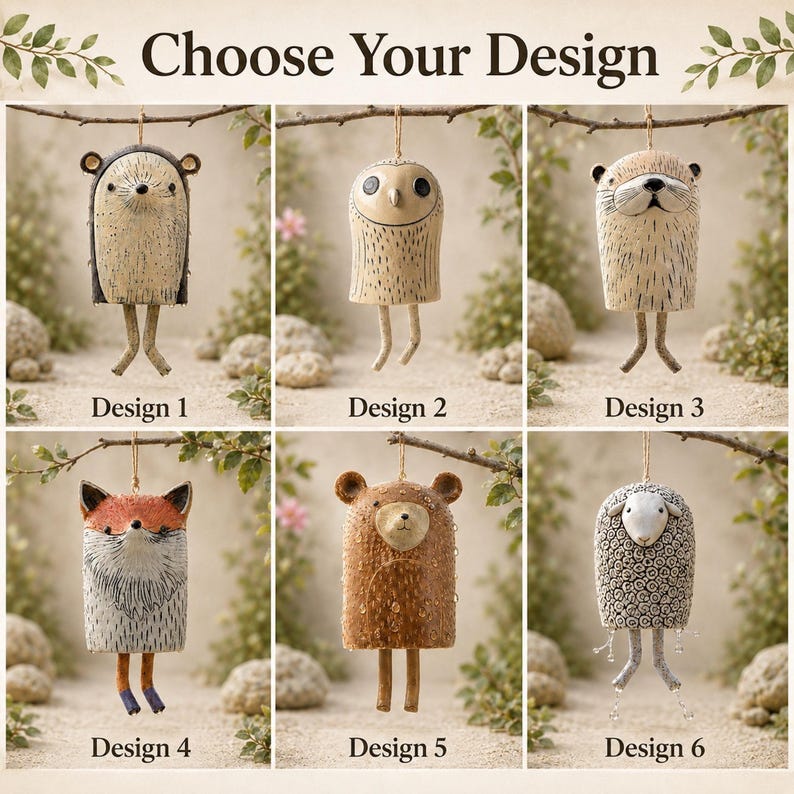 Animal Wind Chime, Garden Wind Chime, Unique Wind Chimes, Animal Garden Art, Owl Wind Chimes, Fox Garden Decor, Resin Wind Chime, Yard Art