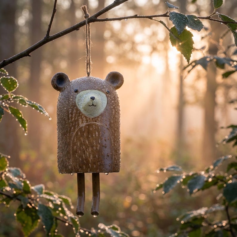 Animal Wind Chime, Garden Wind Chime, Unique Wind Chimes, Animal Garden Art, Owl Wind Chimes, Fox Garden Decor, Resin Wind Chime, Yard Art