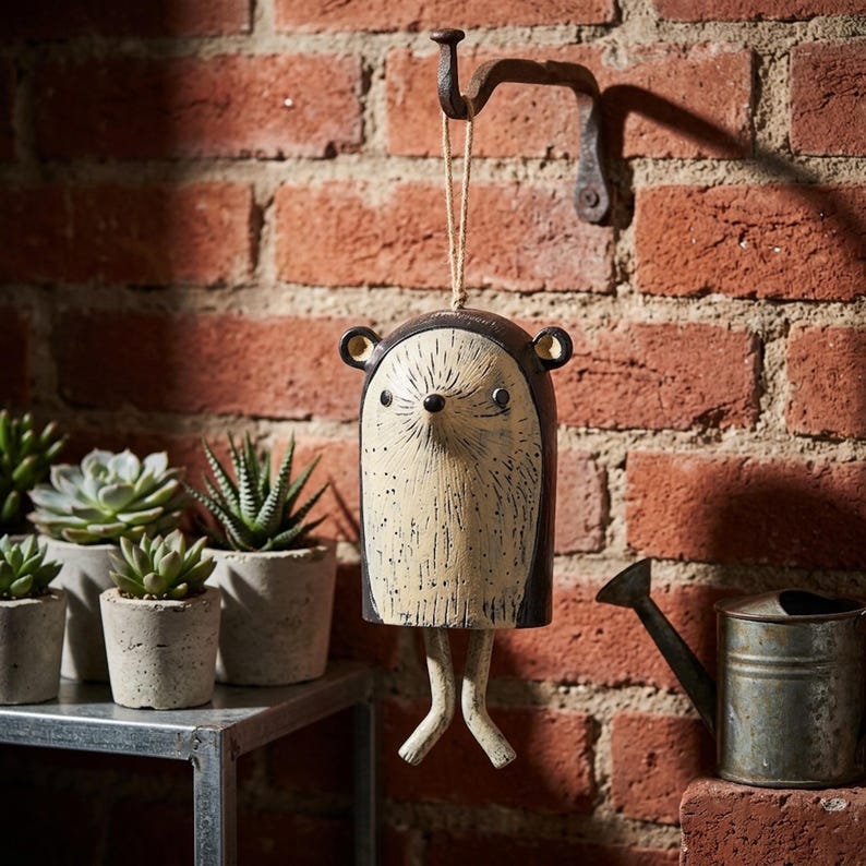 Animal Wind Chime, Garden Wind Chime, Unique Wind Chimes, Animal Garden Art, Owl Wind Chimes, Fox Garden Decor, Resin Wind Chime, Yard Art
