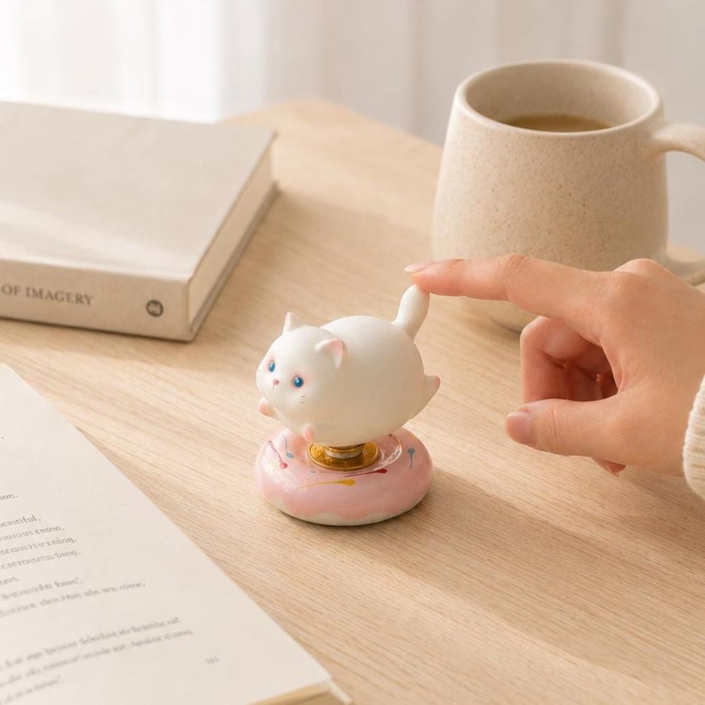 Cute Cat Spinning Desk Decor — Ceramic Fidget Toy