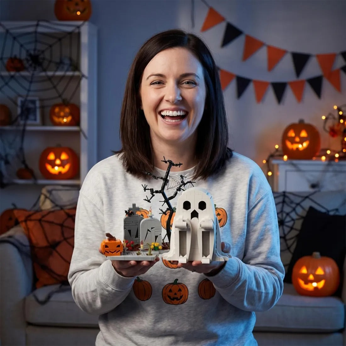 Middle Finger Ghost Halloween Block Set