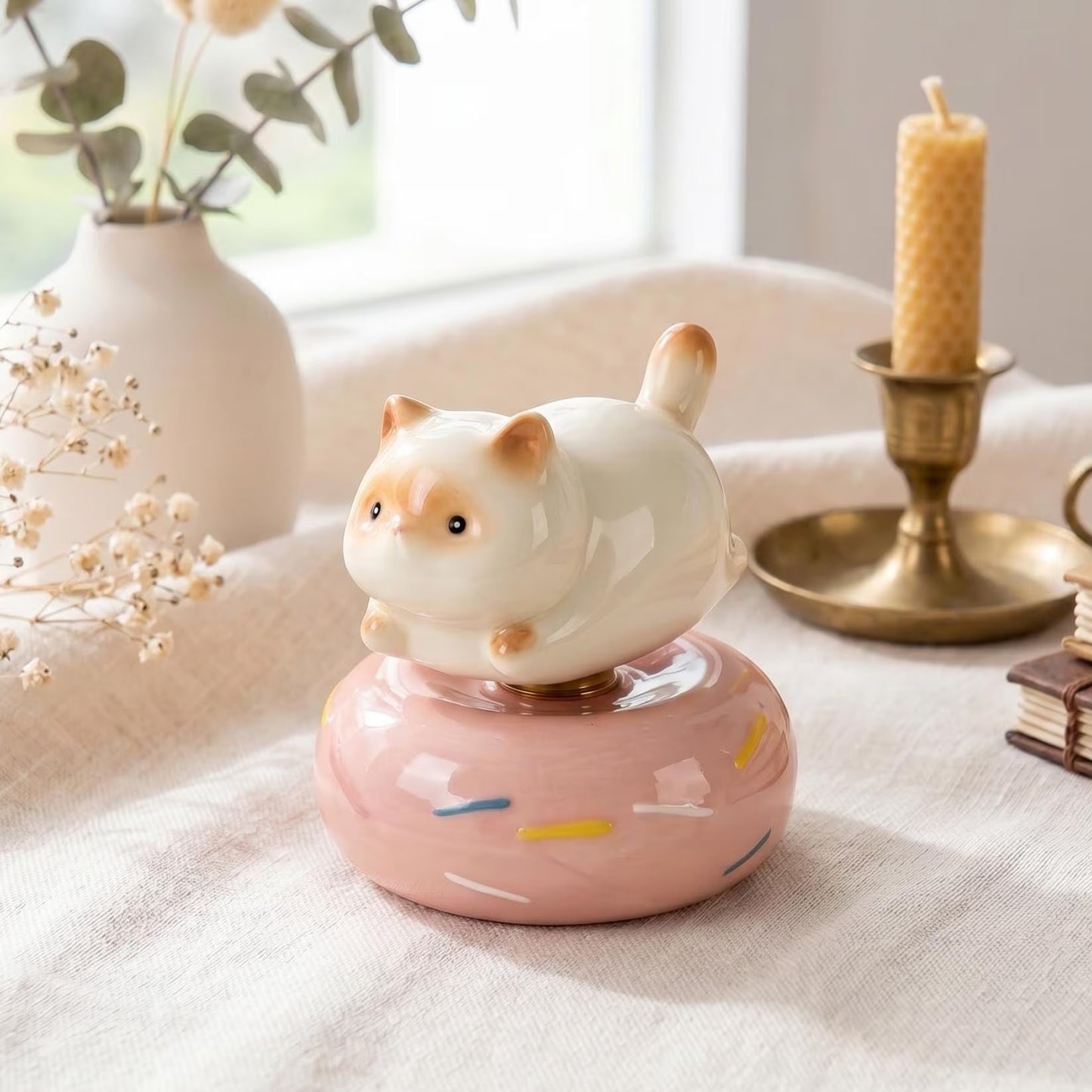 Cute Cat Spinning Desk Decor — Ceramic Fidget Toy