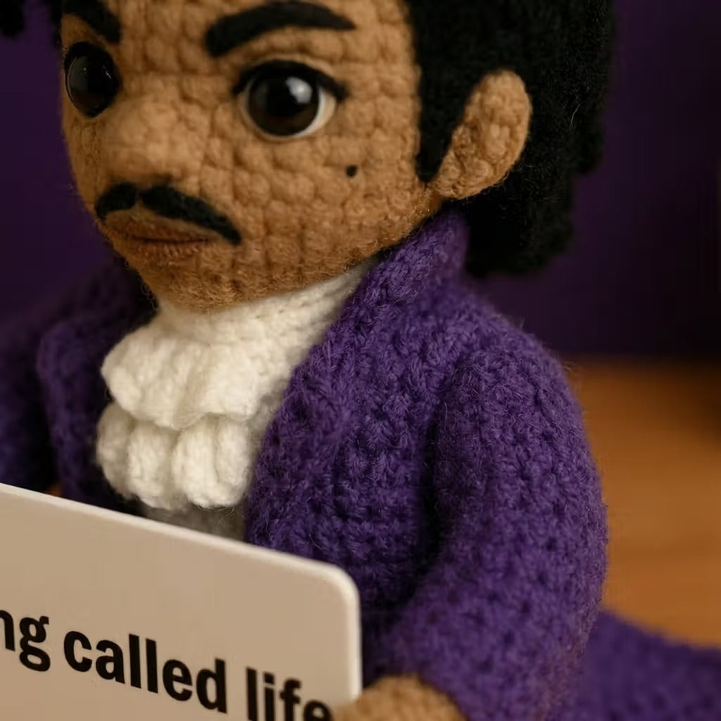 Emotional Support Prince Crochet Doll – Purple Rain Themed Handmade Plush