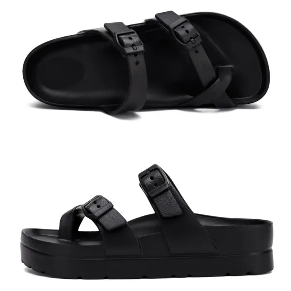 Smile PoP Womens Platform Sandals Summer Beach Waterproof Sandals Fashion Arch Support Cushion Slides Soft Light EVA Flat Shoes