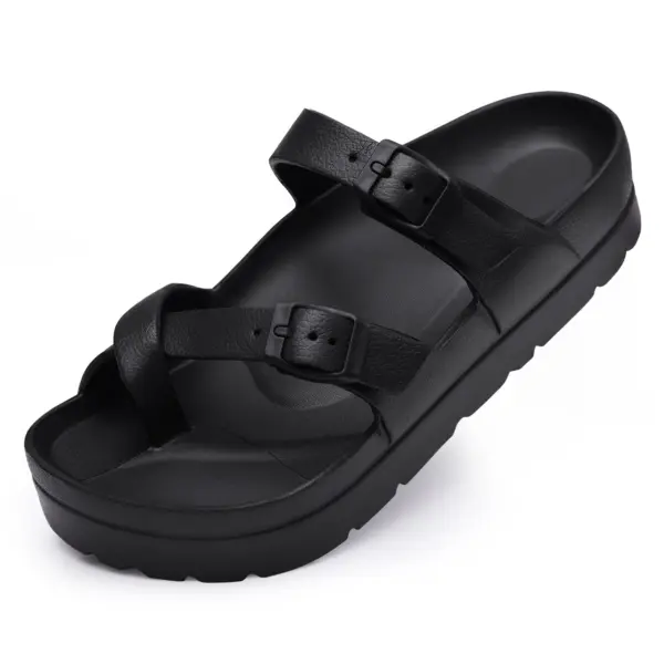 Smile PoP Womens Platform Sandals Summer Beach Waterproof Sandals Fashion Arch Support Cushion Slides Soft Light EVA Flat Shoes