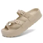 Smile PoP Womens Platform Sandals Summer Beach Waterproof Sandals Fashion Arch Support Cushion Slides Soft Light EVA Flat Shoes