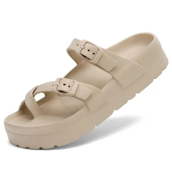 Smile PoP Womens Platform Sandals Summer Beach Waterproof Sandals Fashion Arch Support Cushion Slides Soft Light EVA Flat Shoes