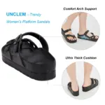 Smile PoP Womens Platform Sandals Summer Beach Waterproof Sandals Fashion Arch Support Cushion Slides Soft Light EVA Flat Shoes