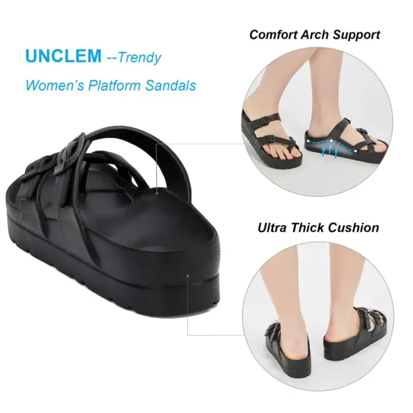 Smile PoP Womens Platform Sandals Summer Beach Waterproof Sandals Fashion Arch Support Cushion Slides Soft Light EVA Flat Shoes